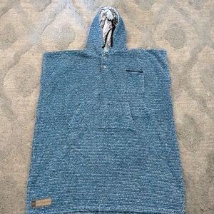 Blue Hooded Poncho- One Size